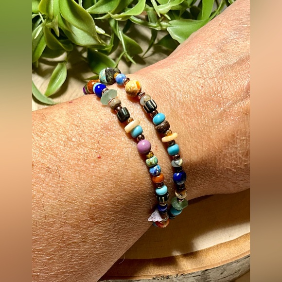 Beautiful Wrap Bead Bracelet with Semi-Precious Gemstones - Picture 2 of 5